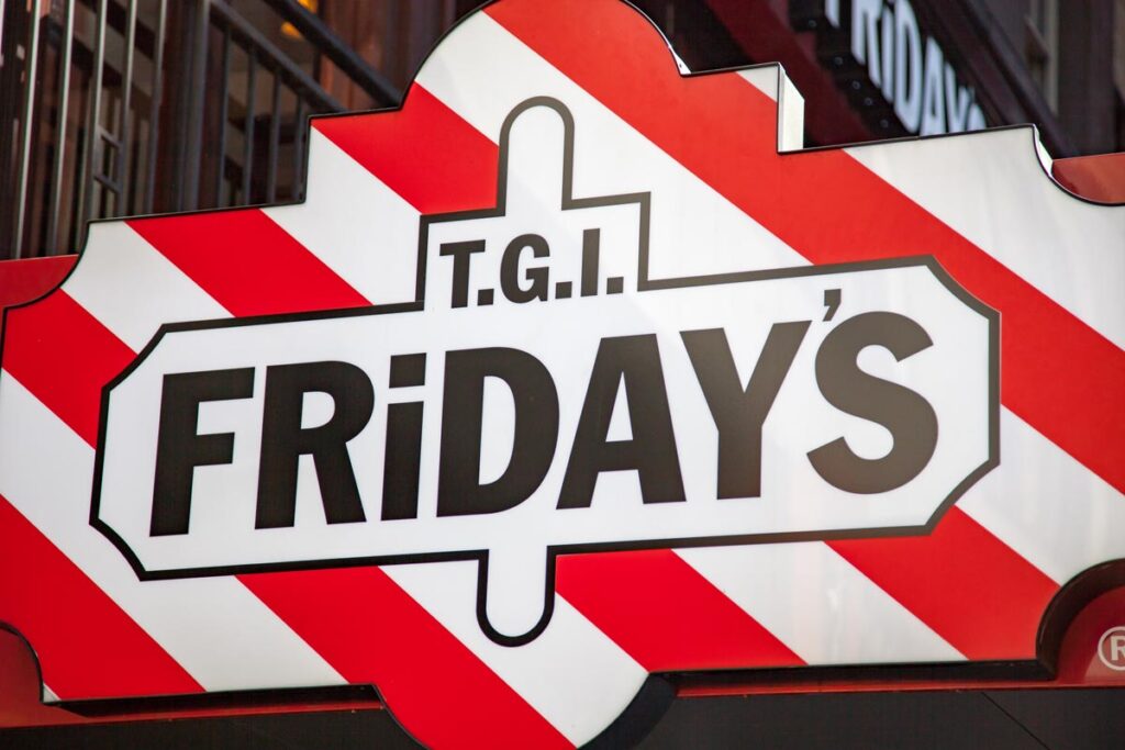 Close up of TGI Fridays signage.