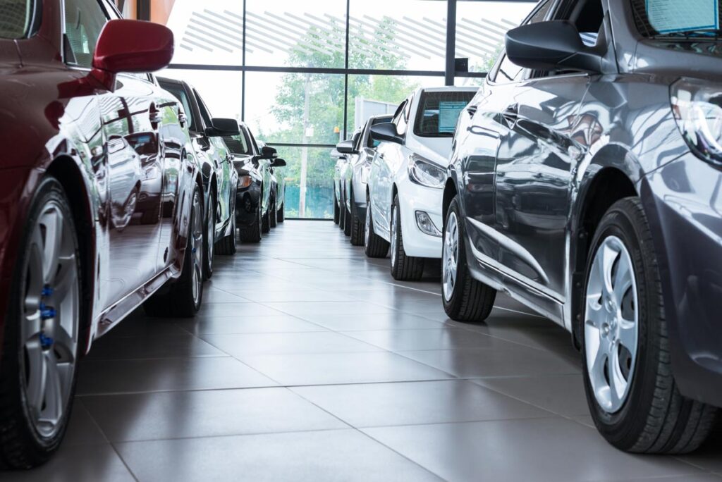 Interior of an auto dealership.
