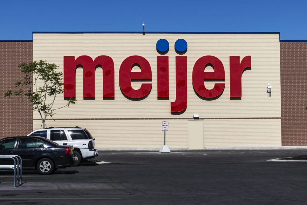 Exterior of a Meijer's location against a blue sky.