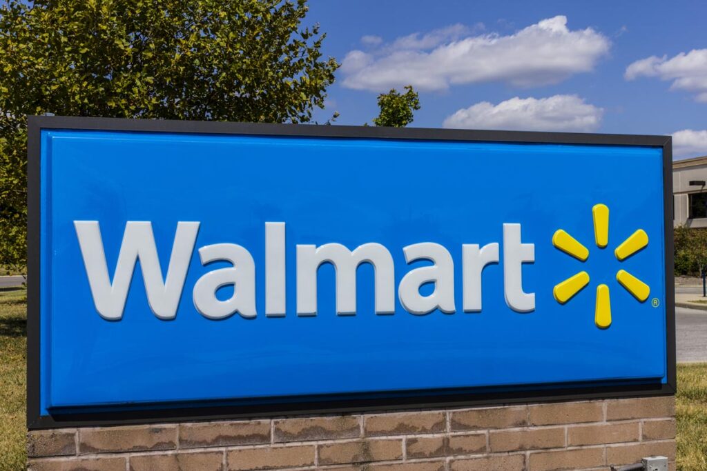 Close up of Walmart signage.