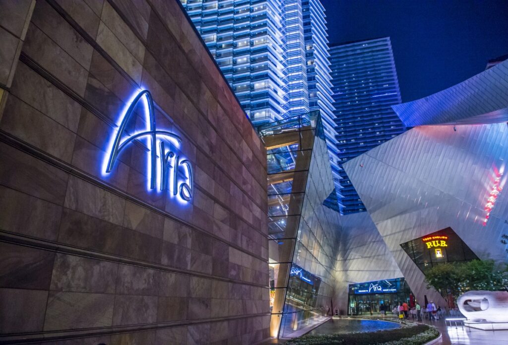 The Aria Resort & Casino in Las Vegas, representing the Aria COVID vaccine lawsuit.