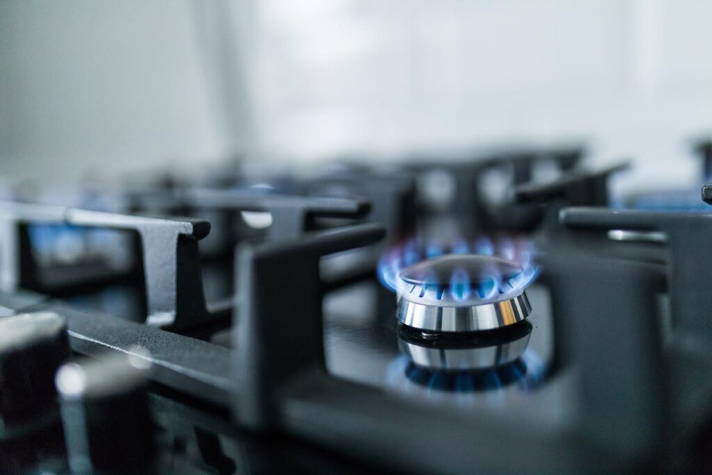 Close up of a gas range, representing the Zline gas range recall.