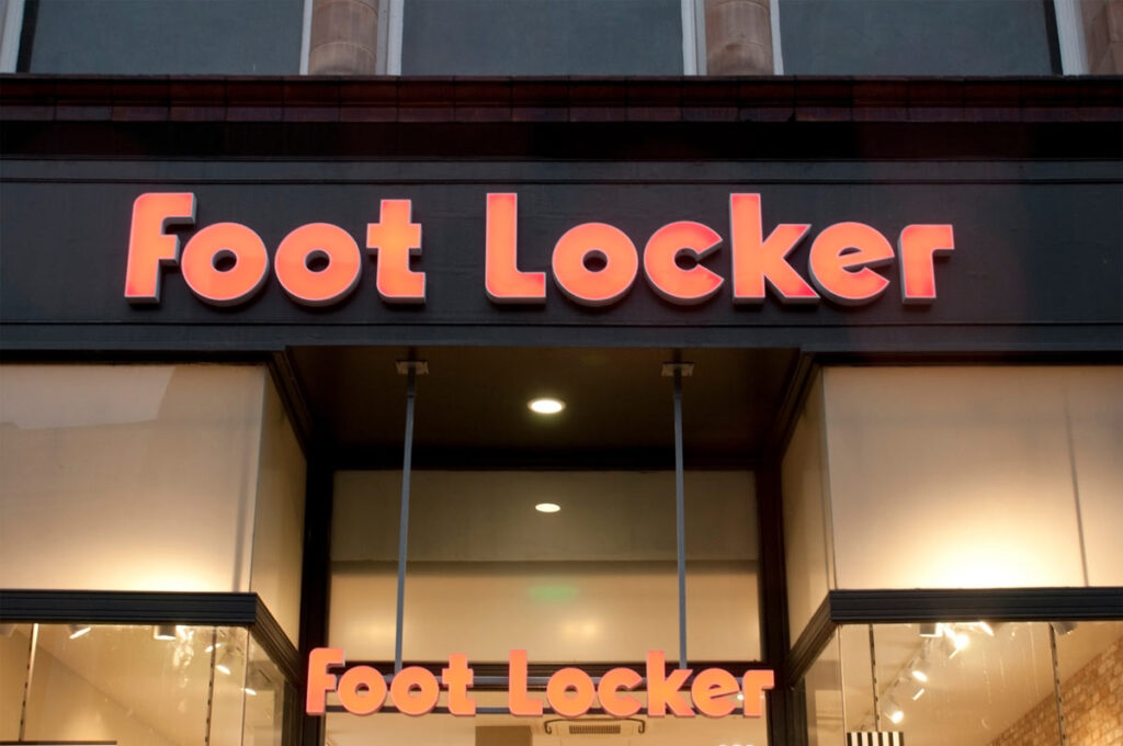 Close up of Foot Locker signage.