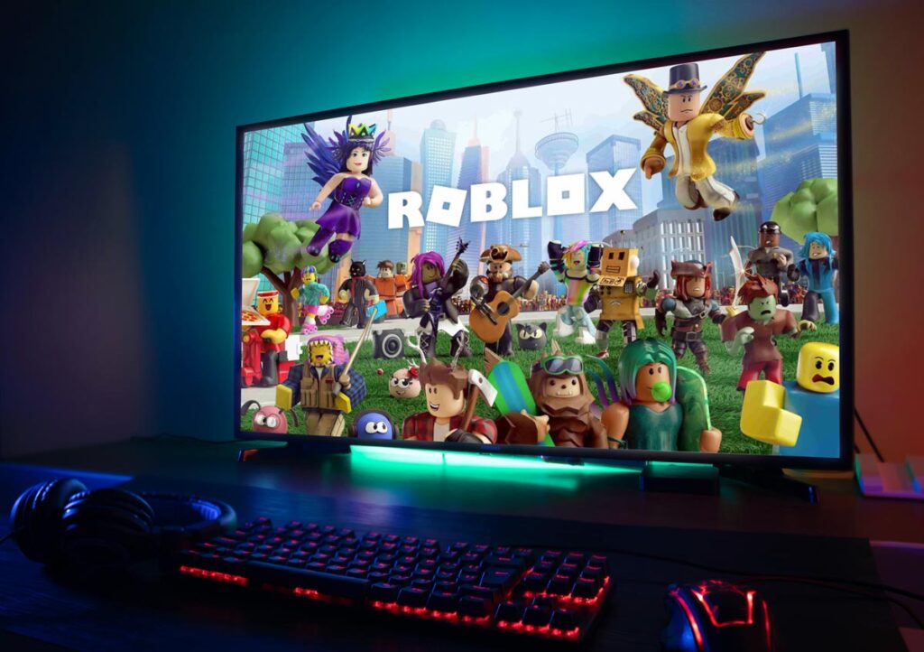 Roblox loading page on a computer screen.