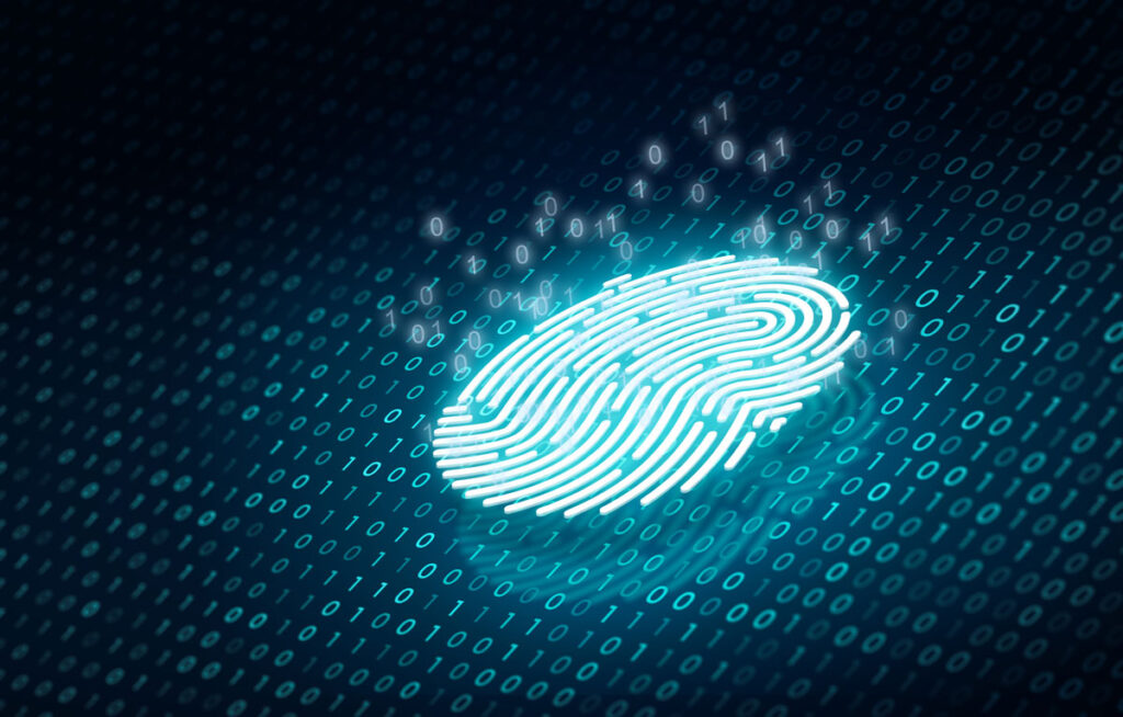 Close up of a fingerprint scan graphic, representing the Termax BIPA class action lawsuit settlement.