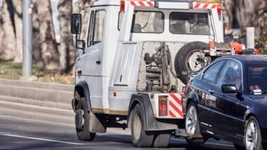 Car being repossessed.