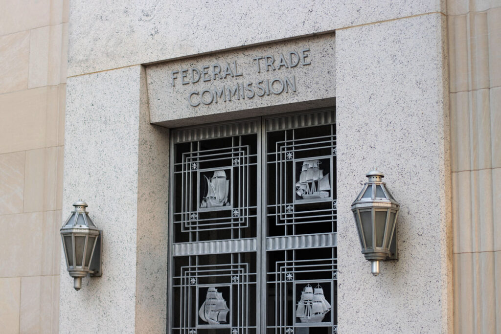 One of the entrances to the Federal Trade Commission Building in Washington, DC - noncompete clauses, agreements