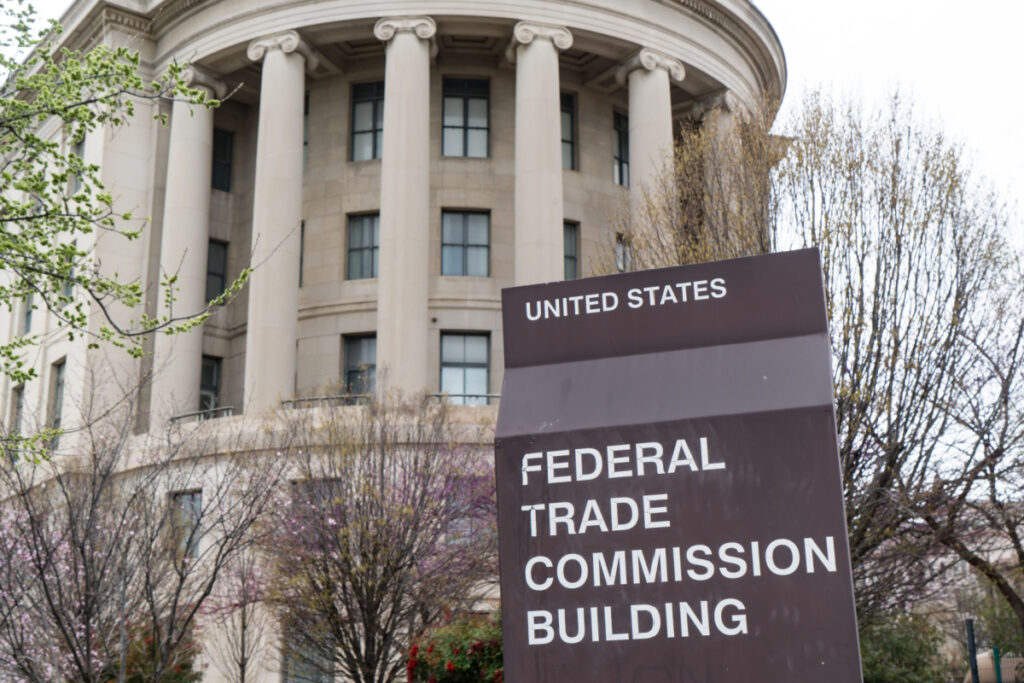 Federal Trade Commission sign outside building