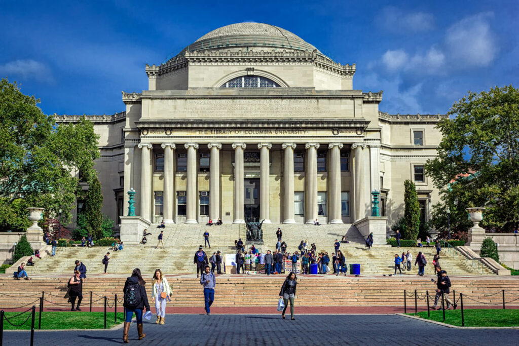 Columbia University Library buildings with columns and dome.