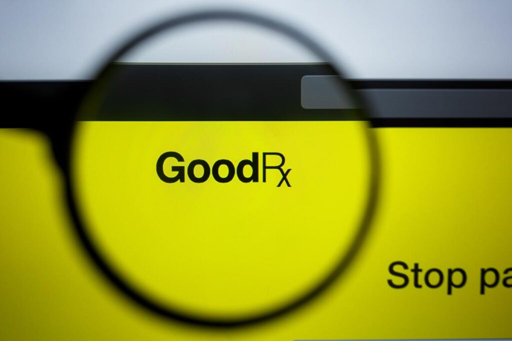 Close up of the Good RX logo seen on a webpage - GoodRx violation