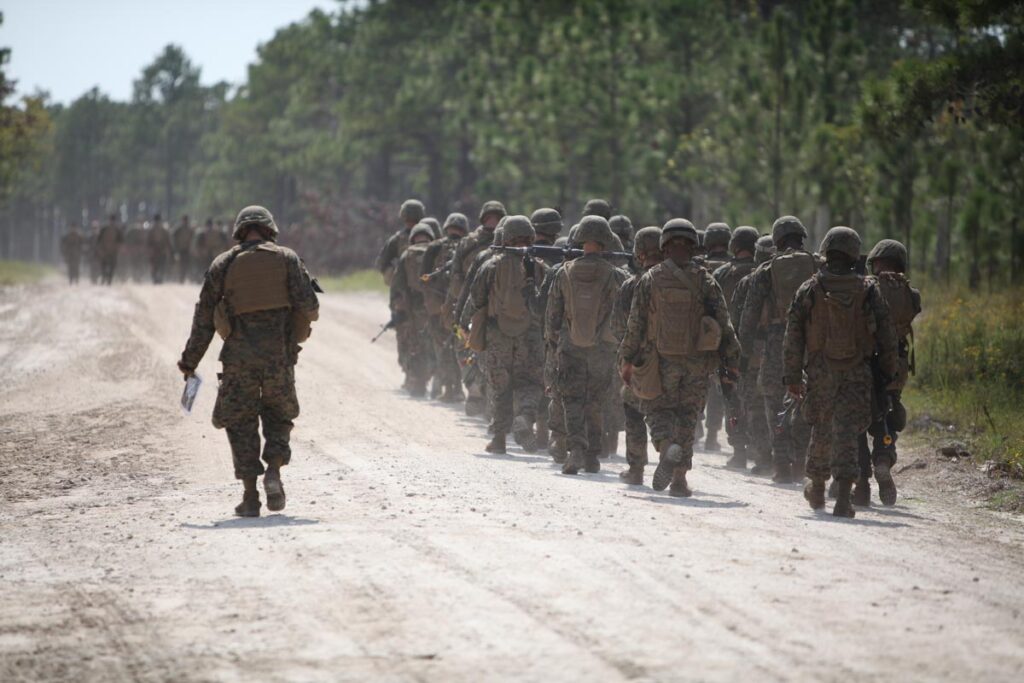 US Marines conduct pre deployment training at Camp Lejeune.