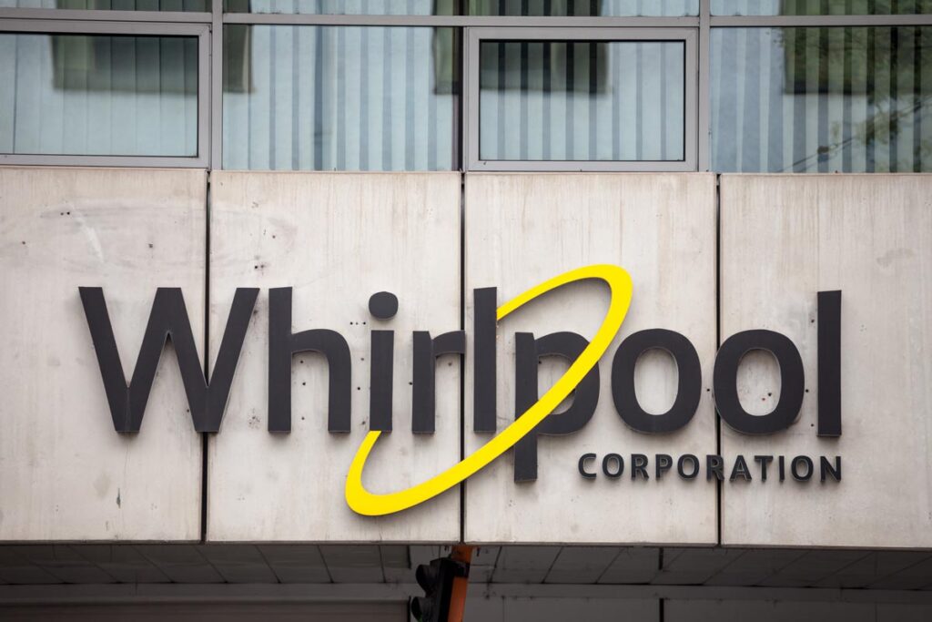 Close up of Whirlpool signage.