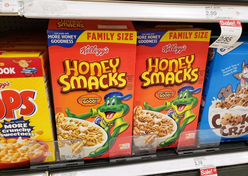 A view of several boxes of Honey Smacks cereal, on display at a local grocery store, representing the Kerry salmonella outbreak fine.