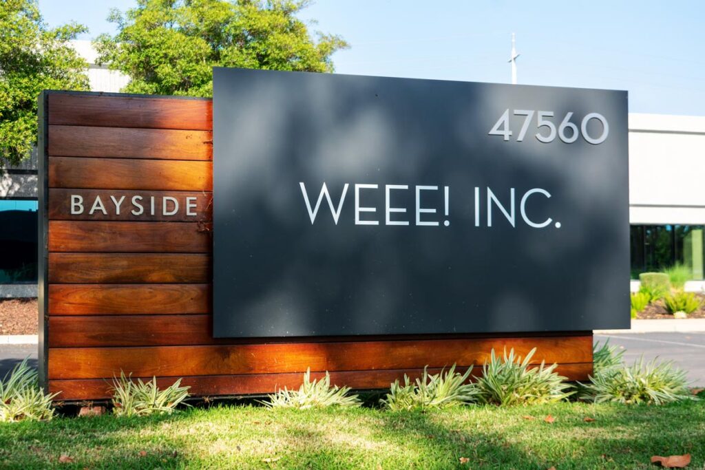 Weee! Inc. sign at headquarters of Asian grocery delivery service company/