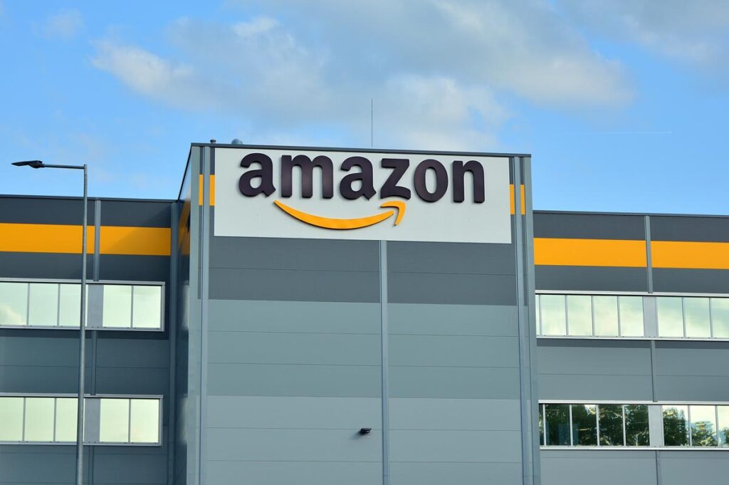 Amazon logo on the logistics centre.