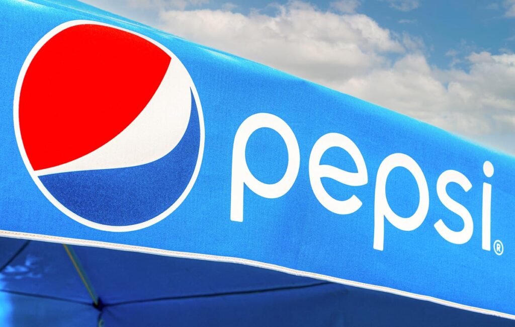 Close up of Pepsi logo and signage.