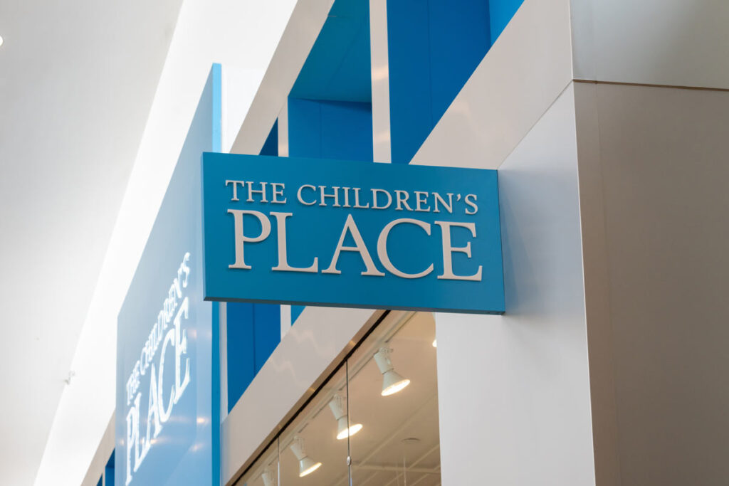 The Children's Place store projecting sign at a shopping mall.