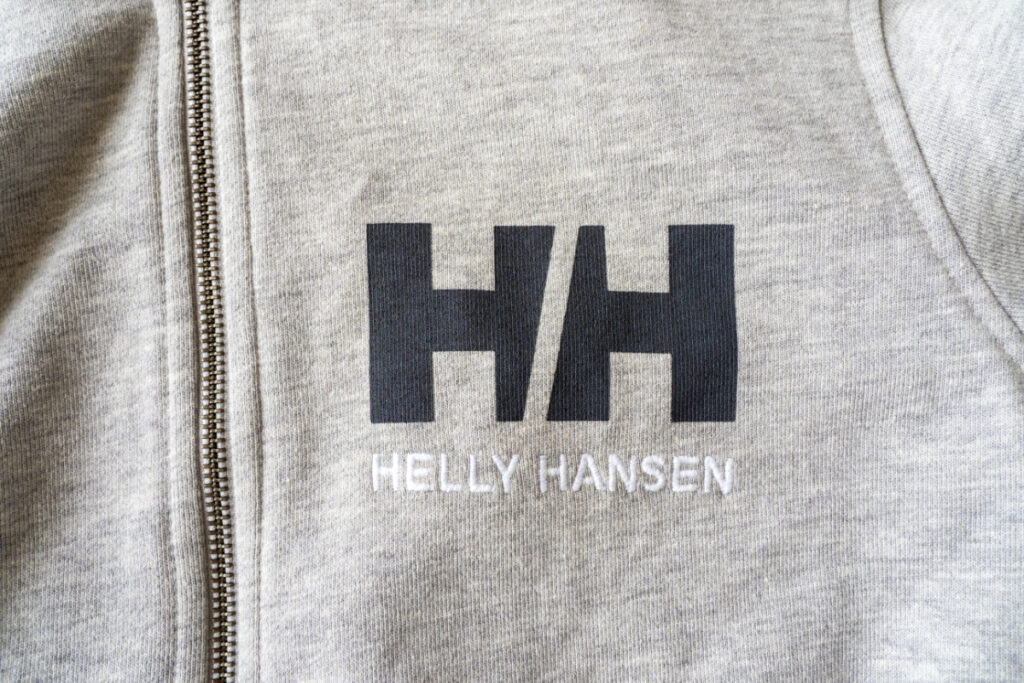Helly Hanson logo on zip up hoodie