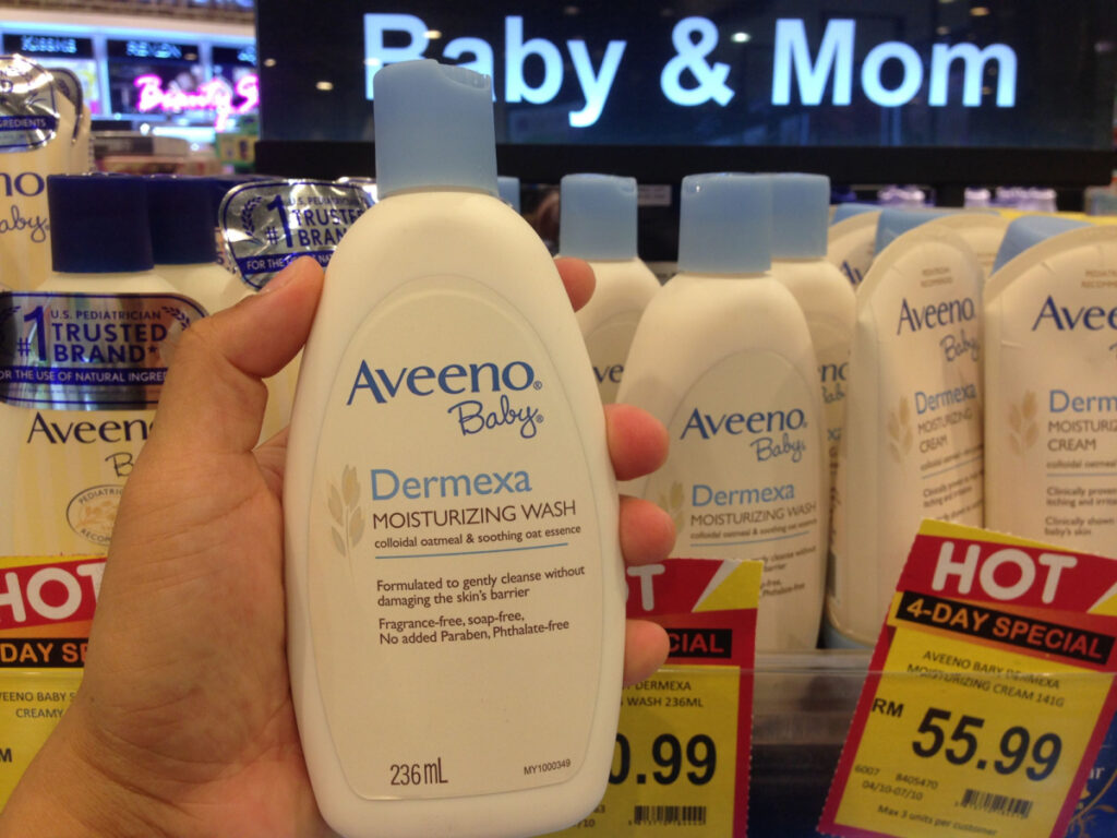 Bottle of Aveeno baby products, representing the Aveeno class action.