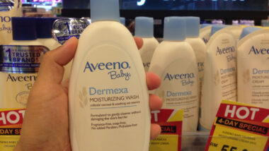 Bottle of Aveeno baby products
