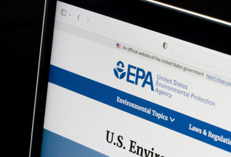 Website homepage of the United States Environmental Protection Agency (EPA) is seen on a laptop computer.