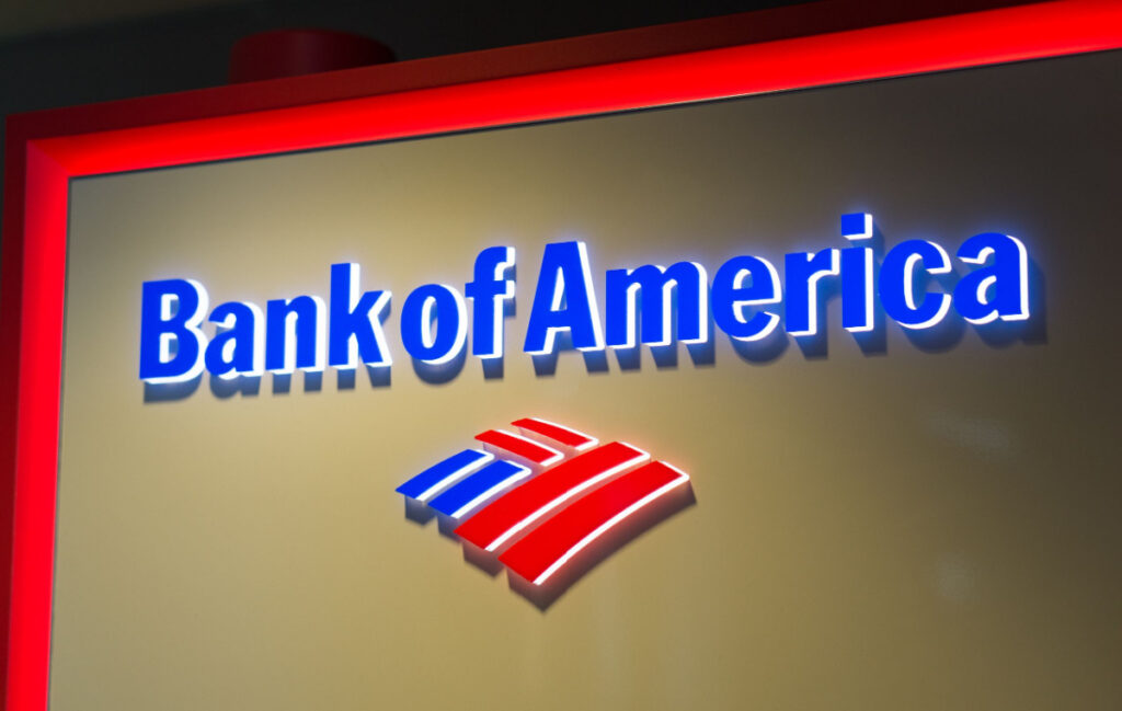 The logo of Bank of America