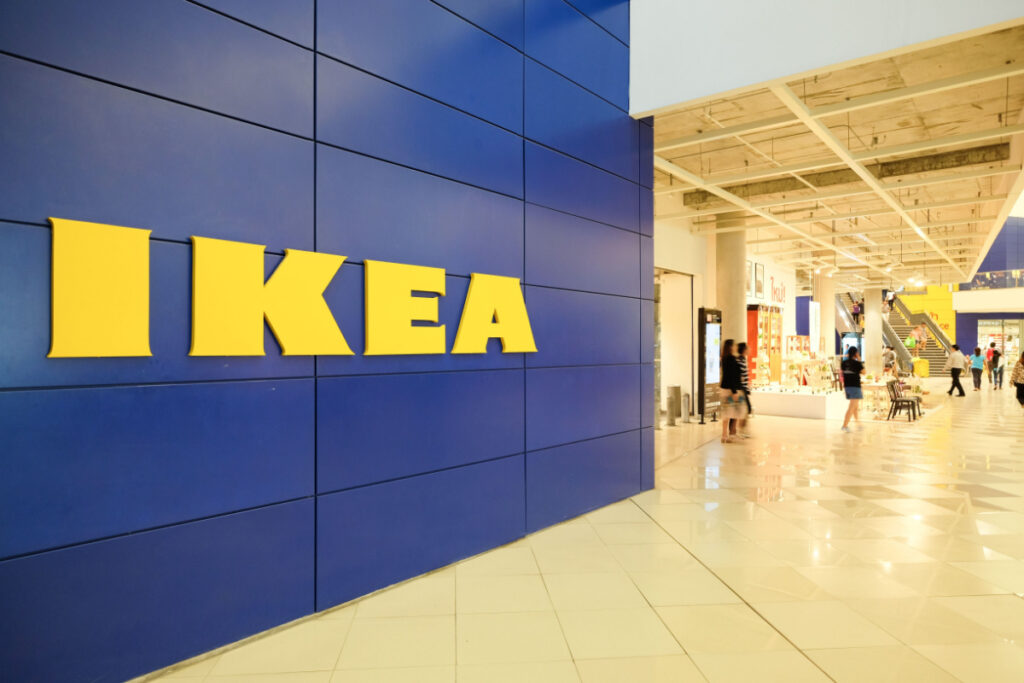 An IKEA sign inside a store, representing the Lettan mirror recall