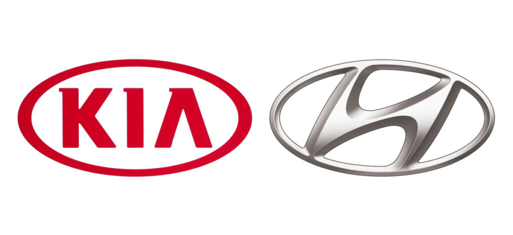 Kia and Hyundai logos side by side.