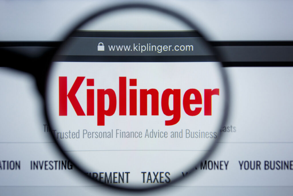 Kiplinger website with magnifying glass enhancing Kiplinger logo representing the Kiplinger Michigan privacy class action lawsuit settlement.