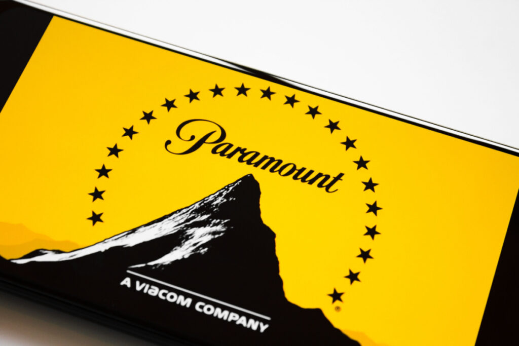 Paramount mountain with star in front yellow background