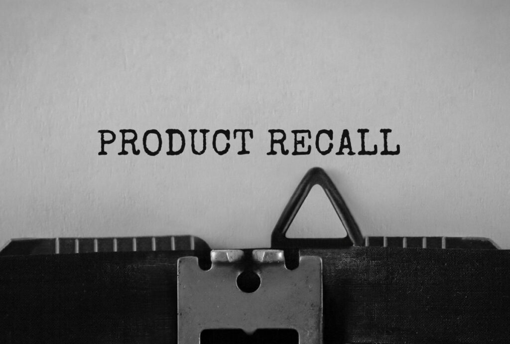 "Product Recall" typed on paper