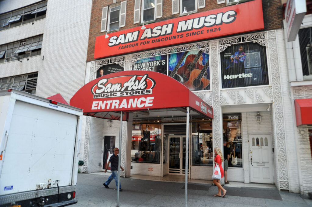 Outside a Sam Ash Music Store