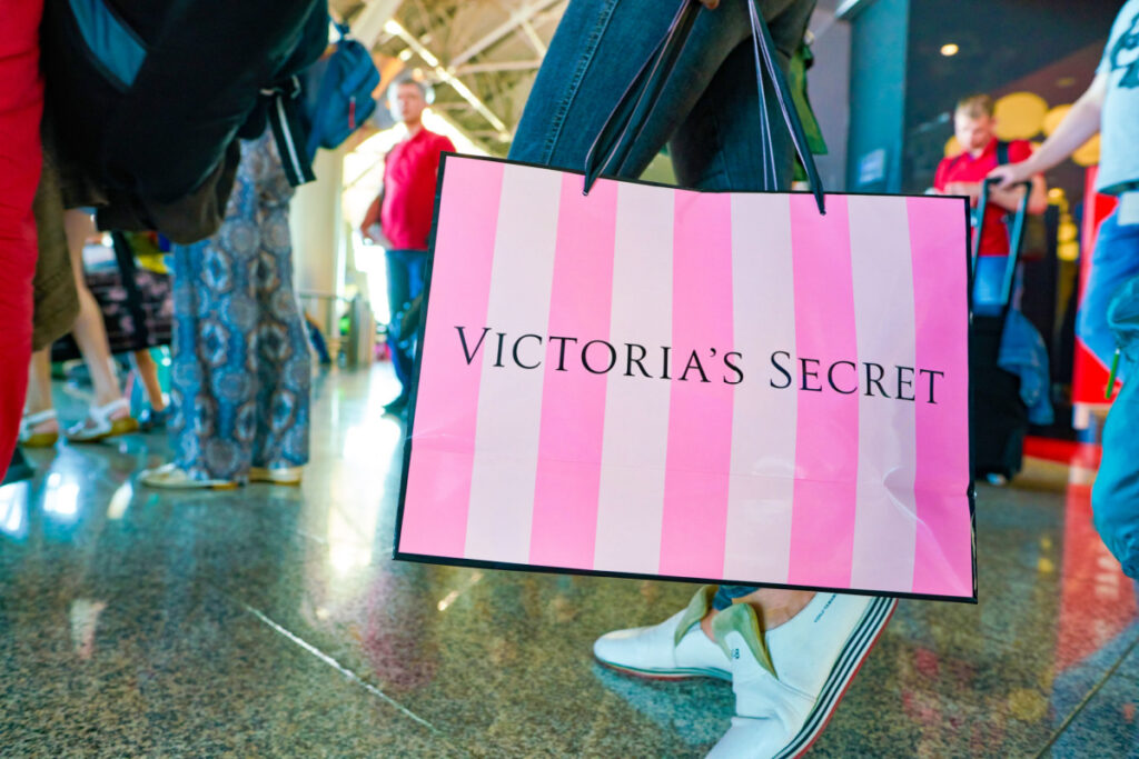 Person holding a Victoria's Secret shopping bag, representing the Victoria's Secret lawsuit.