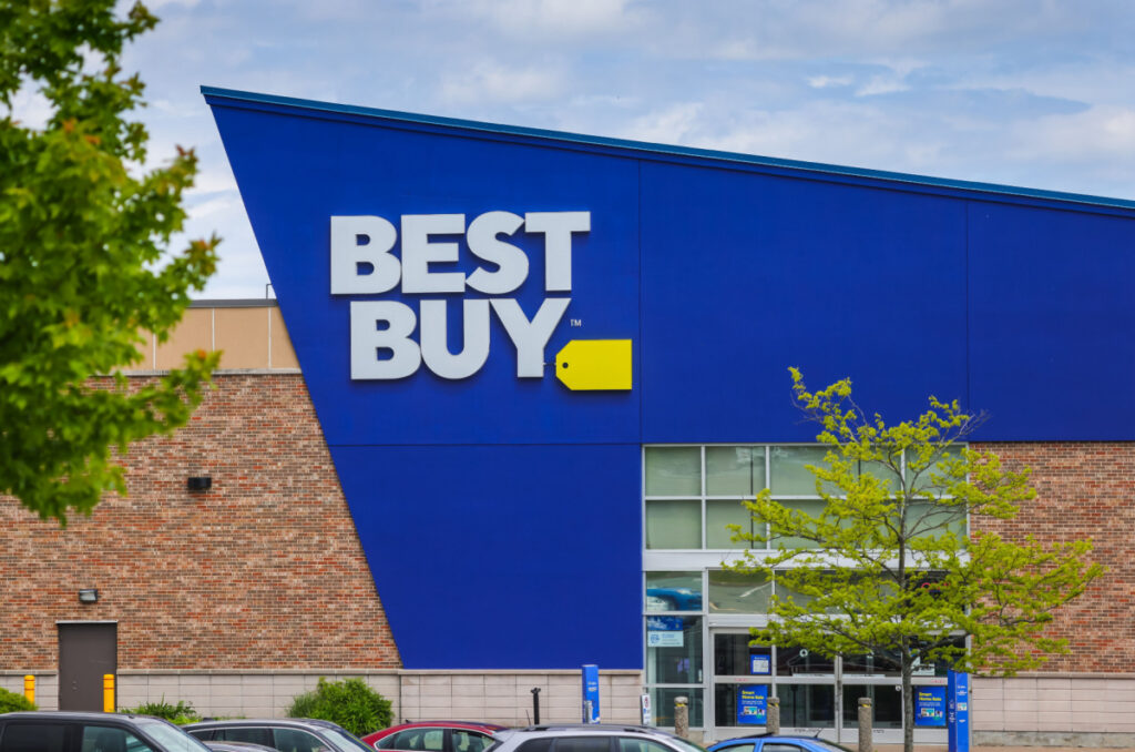 Best Buy Sign outside store on sunny day, representing the price match class action