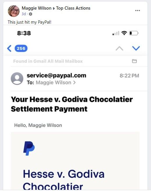 Godiva Chocolate FB 2-13-23 settlement checks