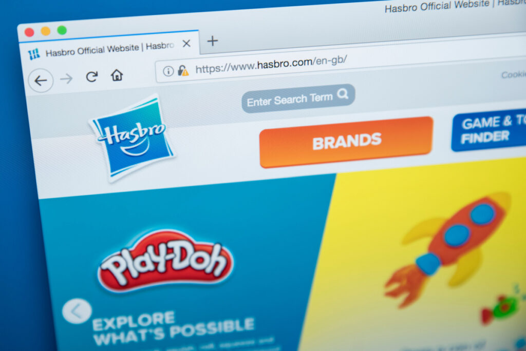 Hasbro landing page for company website