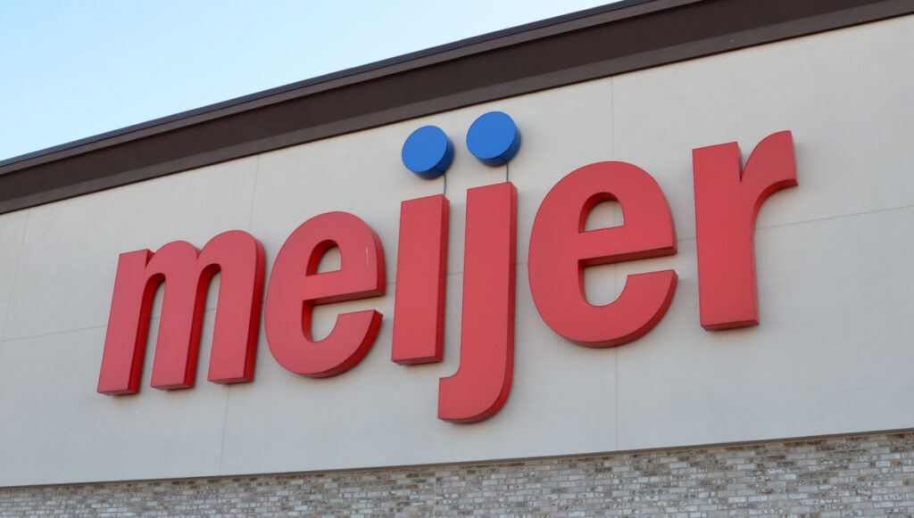 Meijer Sign on store building, representing the salad recall.