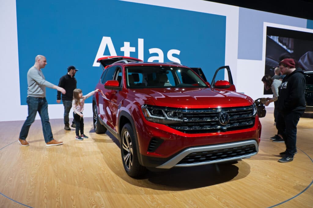 Volkswagen Atlas on showroom floor, representing the Volkswagen air bags recall