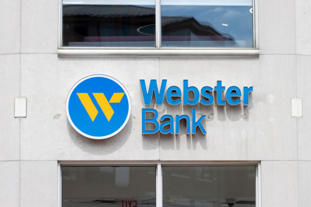 Webster Bank sign outside building