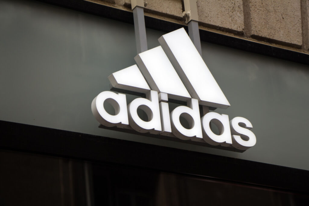 Adidas logo on Adidas store.