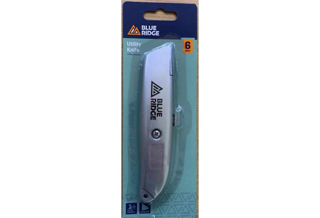 Product photo of recalled utility knife by Positec, representing the Positec knife recall.