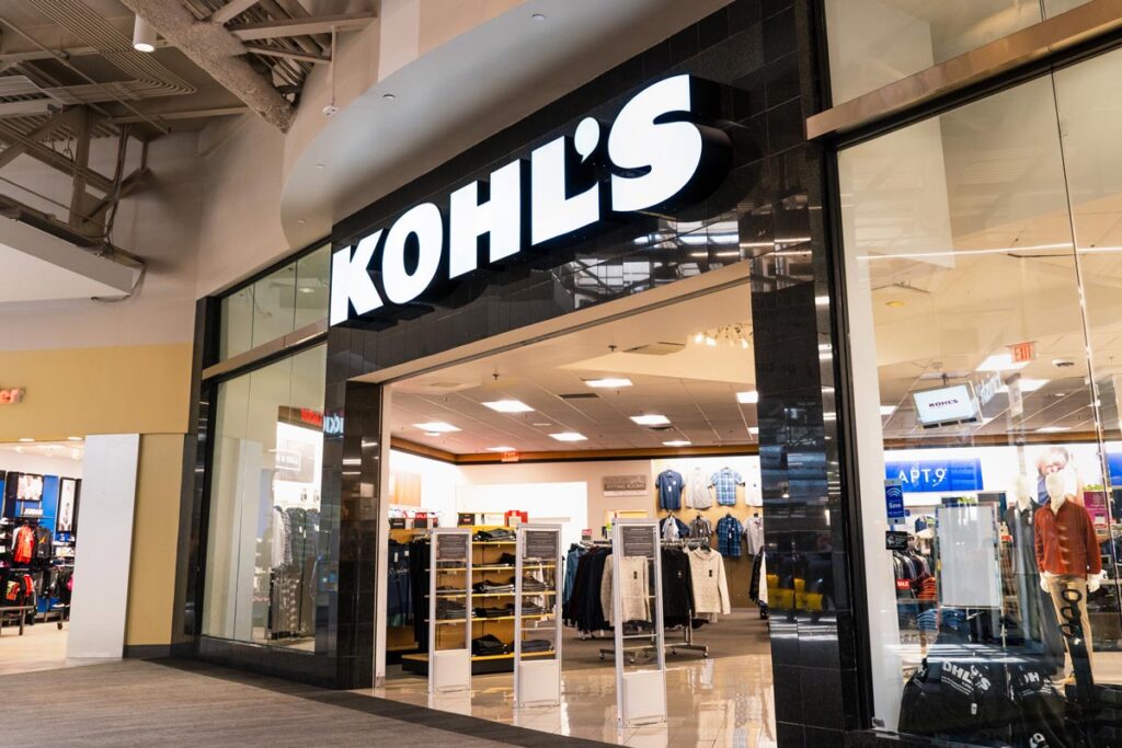 Close up of Kohl's signage, representing the Kohl's text messages class action.