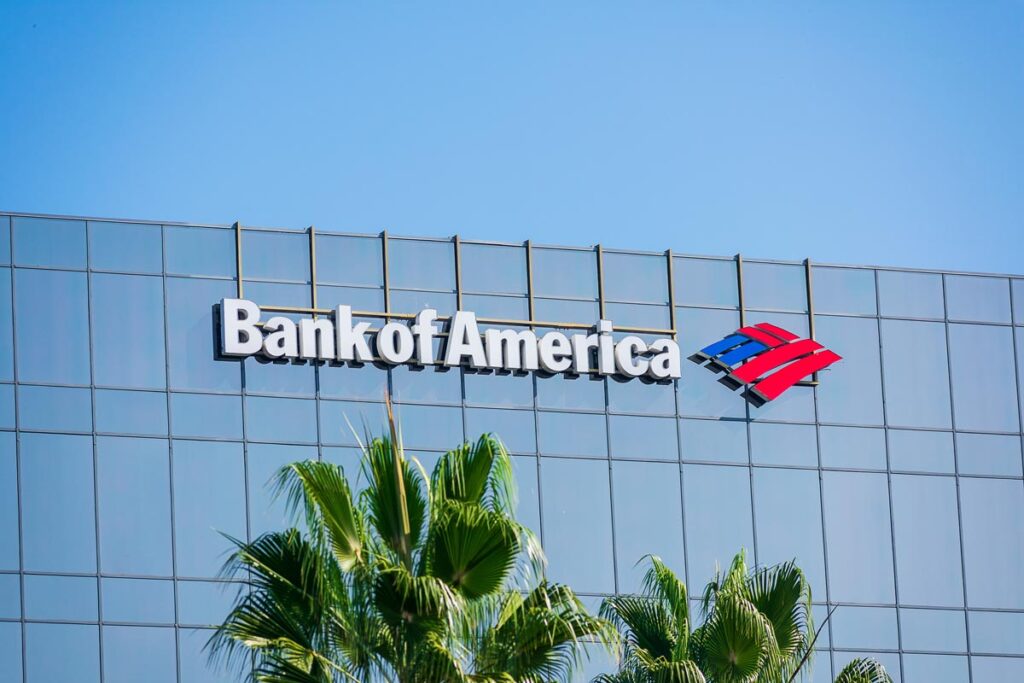 Bank of America signage on a glass building against a blue sky, representing the Bank of America mortgage class action.