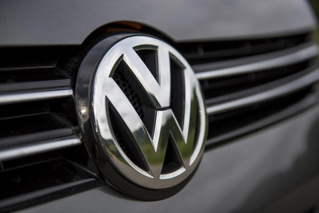 Close up of VW emblem, representing the VW recall.
