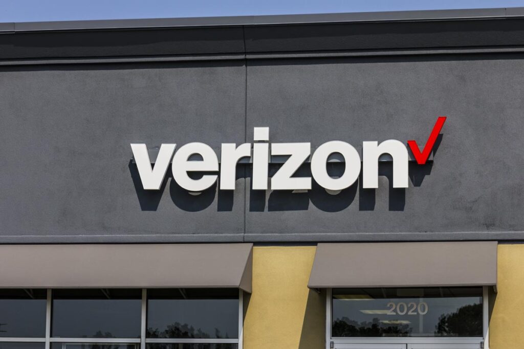 Close up of Verizon signage.
