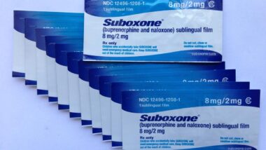 Close up of Suboxone packets, representing the Indivior/Suboxone settlement.