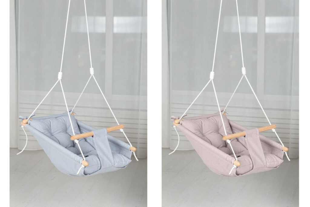 Product photo of recalled baby hammock swing by CaTeam, representing the CaTeam canvas baby hammock swings recall.
