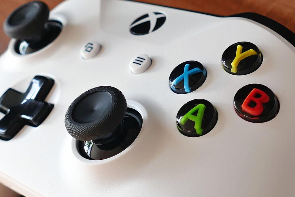 Close up of an Xbox controller, representing the Microsoft Xbox data collection settlement.