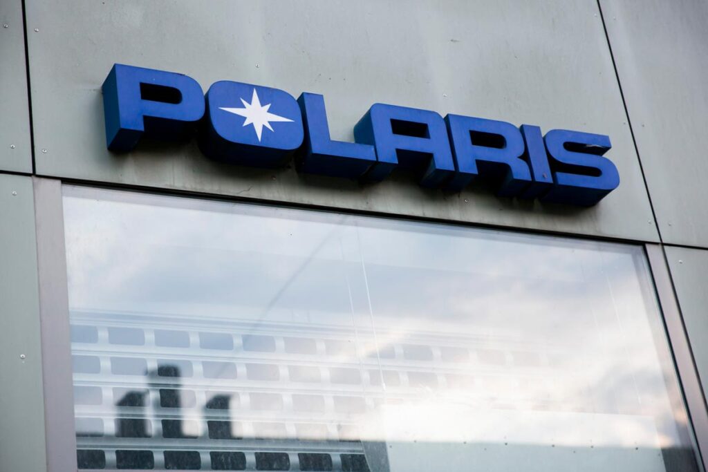 Close up of Polaris signage, representing the Polaris off-road vehicles recall.