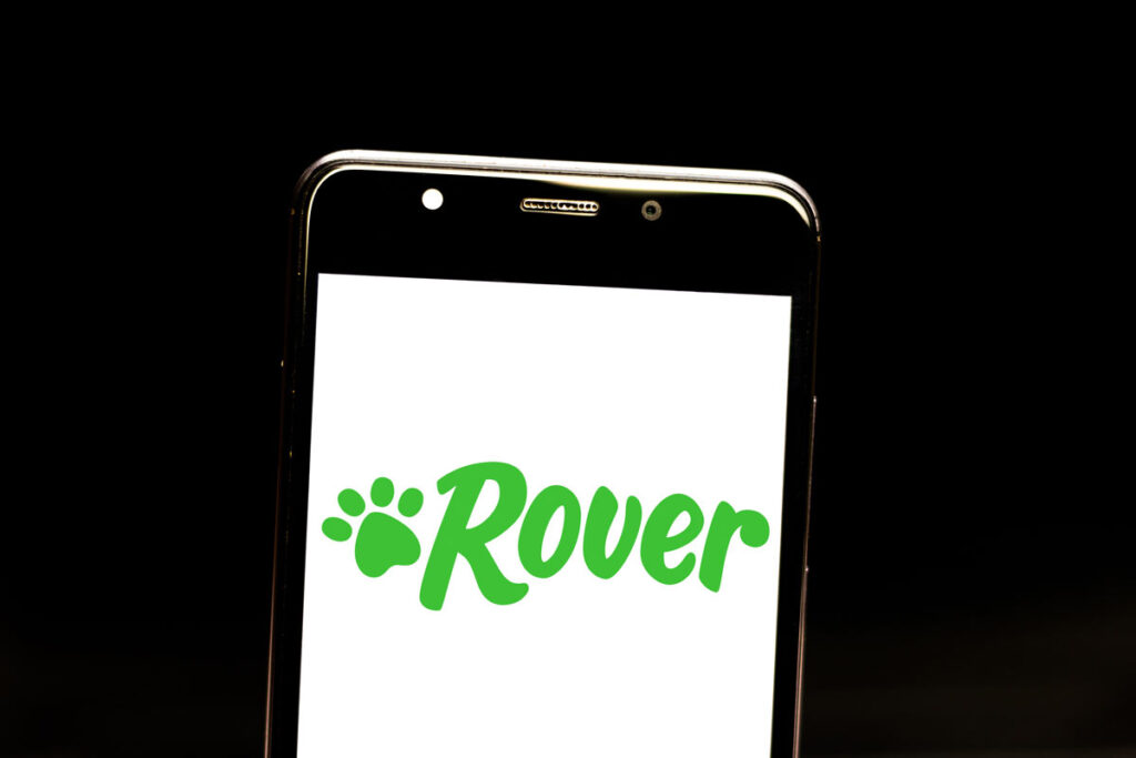 Close up of the Rover logo displayed on a smartphone screen, representing the Rover settlement.